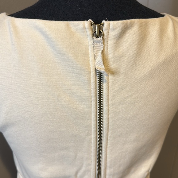 J. Crew Women's 4 Block Ponte Dress Navy and Off White Colorblock V-neck Zipper - Picture 4 of 7